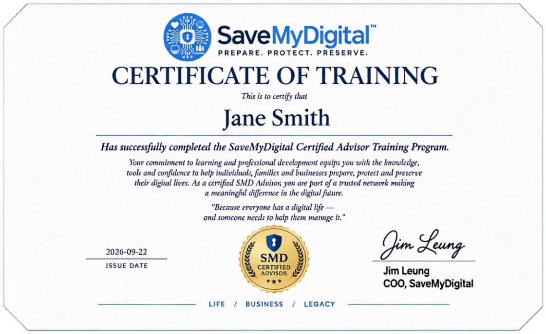 SMD Certificate of Training sample